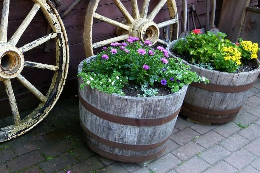 Upcycled barrel planter