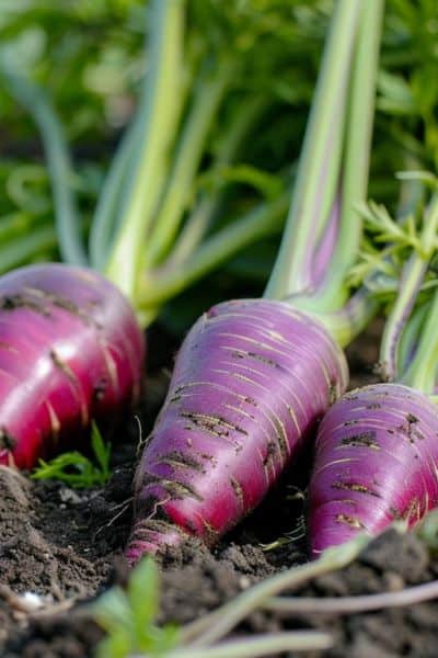 harvesting purple carrots