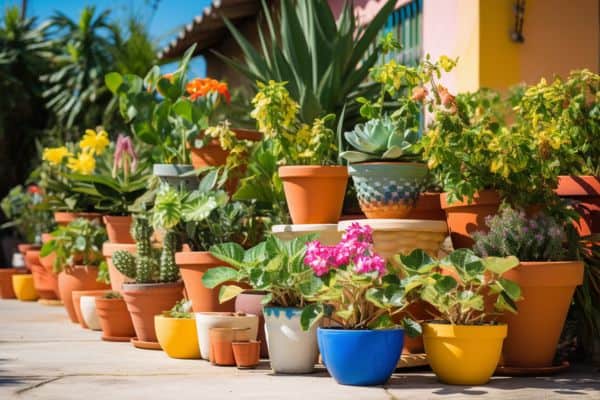 colorful container garden