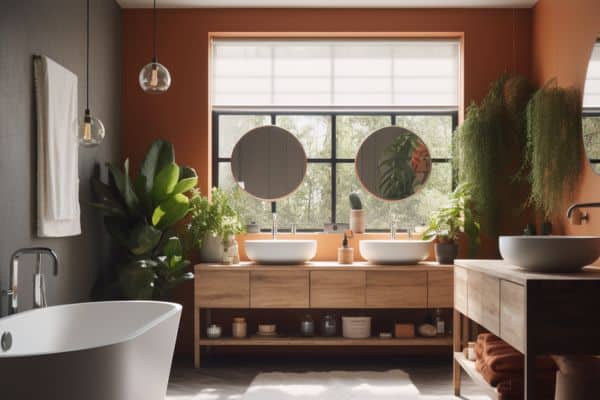 houseplants in a bathroom