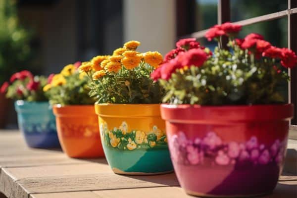 potted flowers on a sunny day