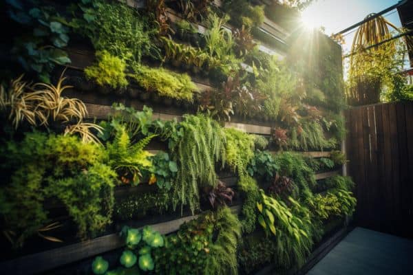 vertical garden in sunlight