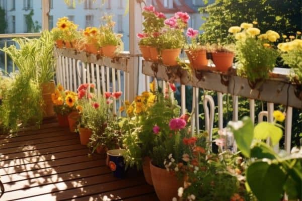 flowering plants on a balcony