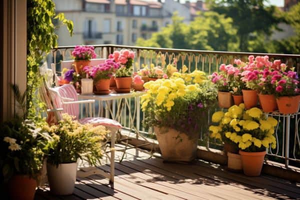flower plants on a balcony 