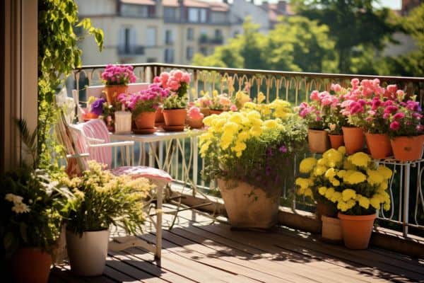 flower plants on a balcony