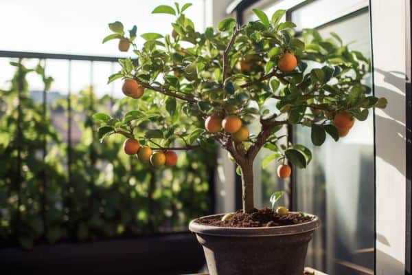 citrus tree on a balcony