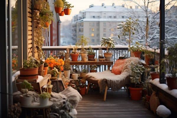 balcony garden in winter