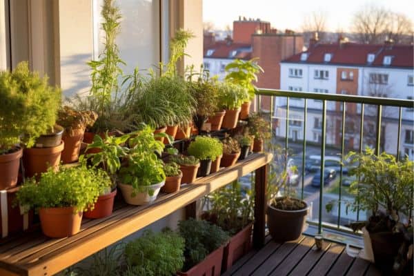herbs on balcony garden