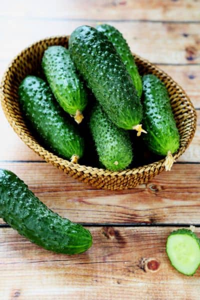 small cucumbers in a bowl