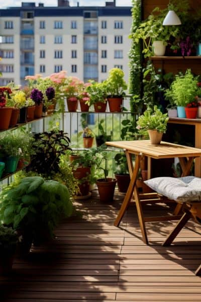 potted plants on a balcony