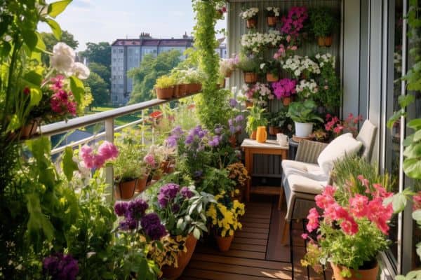 flower plants on a balcony