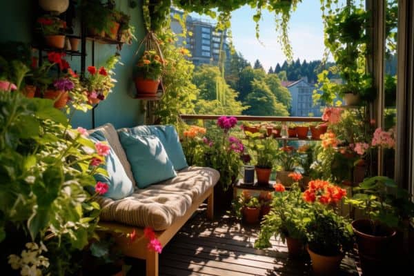 sunny balcony garden