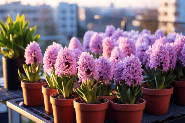 hyacinth plants on a balcony